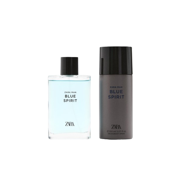 زارا من بلو اسپریت همراه اسپری دئودورانت اصل - قیمت خرید عطر بلو اسپریت زارا اورجینال -ادوتویلت مردانه ۹۰ میل+اسپری دئودورانت ۱۵۰ میل